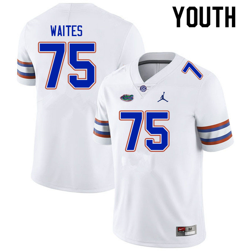 Youth #75 Kamryn Waites Florida Gators College Football Jerseys Sale-White - Click Image to Close
